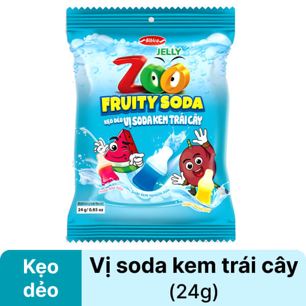 Kẹo dẻo soda kem trái cây Bibica Zoo Fruity Soda 24g