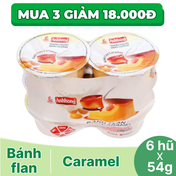 Lốc 6 bánh flan Ánh Hồng hũ nhỏ 54g