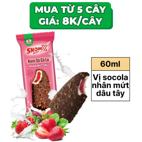 Kem socola nhân mứt dâu Snow baby X 60ml