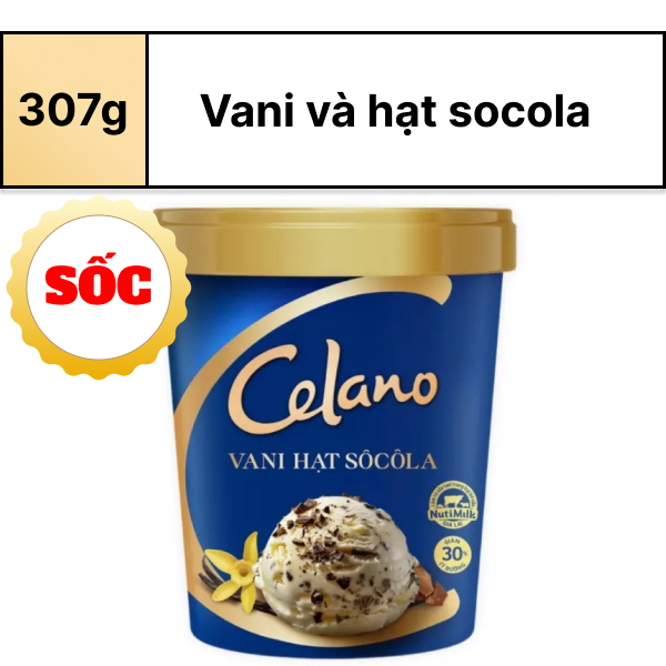 Kem vani và hạt socola Celano cao cấp hộp 307g