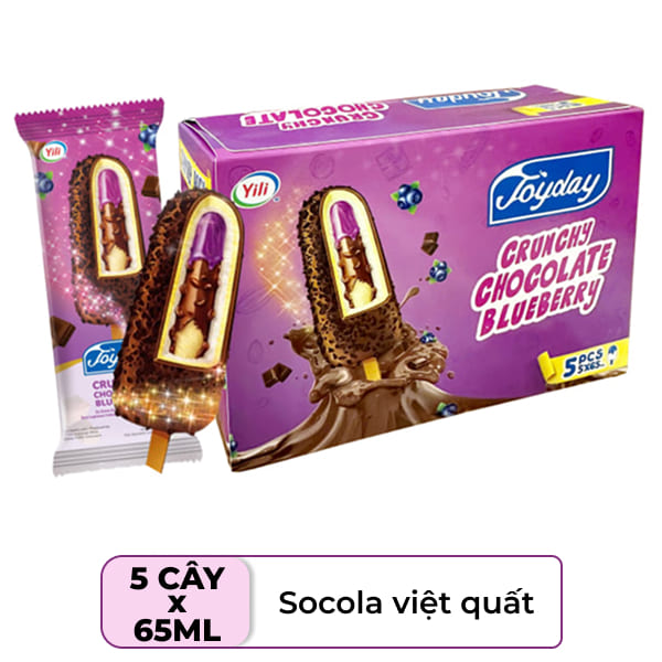 Hộp 5 cây kem socola việt quất giòn Joyday 65ml