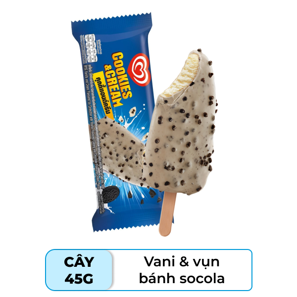Kem cookie & cream Wall's cây 45g