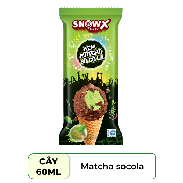 Kem ốc quế matcha socola Snow baby X cây 60ml
