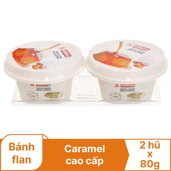 Lốc 2 bánh flan cao cấp Ánh Hồng hũ vừa 80g