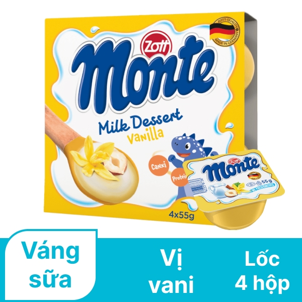 Lốc 4 hộp váng sữa Monte vani 55g