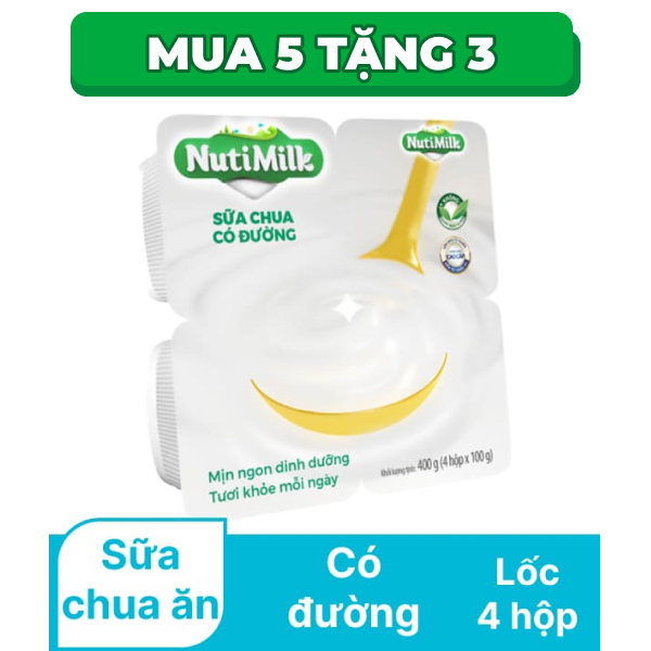 Lốc 4 hộp sữa chua Nutimilk có đường 100g