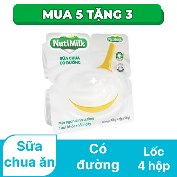 Lốc 4 hộp sữa chua Nutimilk có đường 100g