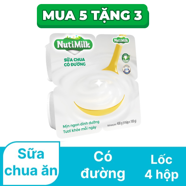 Lốc 4 hộp sữa chua Nutimilk có đường 100g