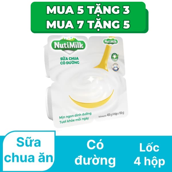 Lốc 4 hộp sữa chua Nutimilk có đường 100g