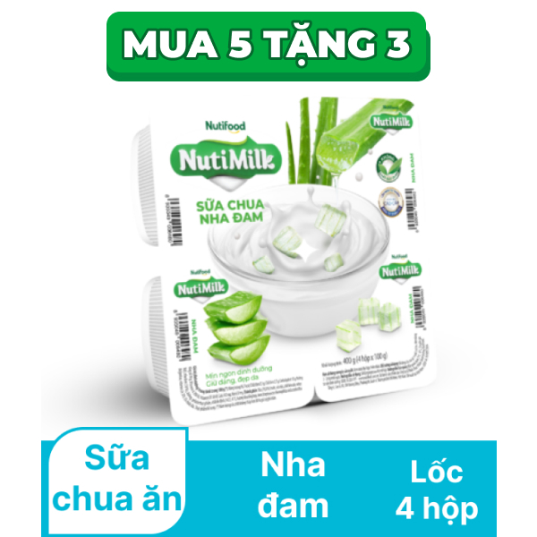 Lốc 4 hộp sữa chua Nutimilk nha đam 100g