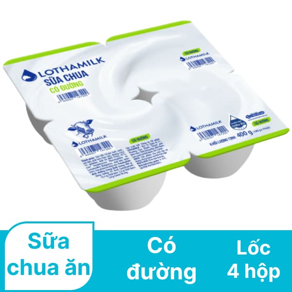 Lốc 4 hộp sữa chua Lothamilk có đường 100g