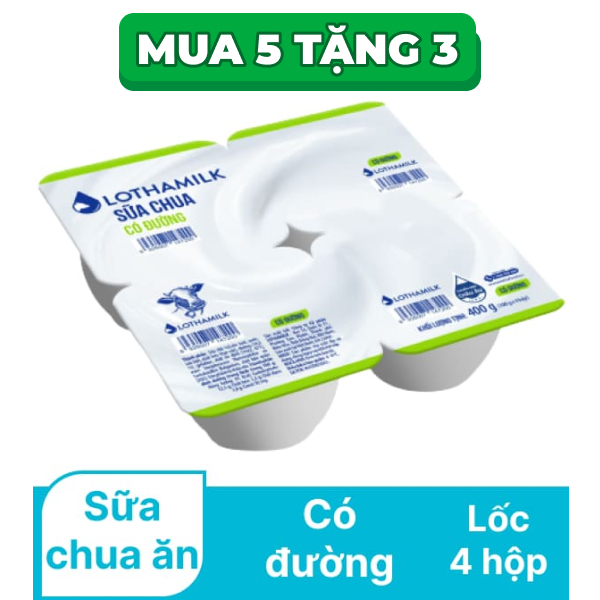 Lốc 4 hộp sữa chua Lothamilk có đường 100g