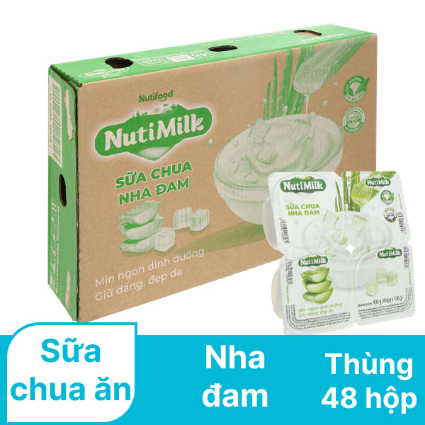 Thùng 48 hộp sữa chua nha đam Nutimilk 100g (12 lốc)