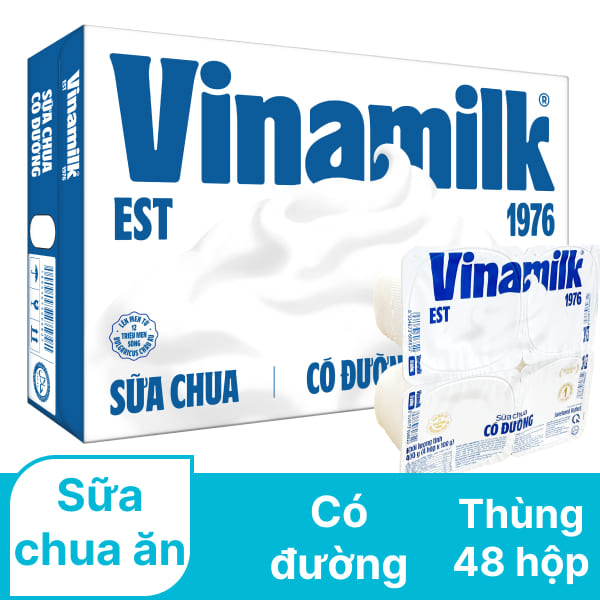 Thùng 48 hộp sữa chua có đường Vinamilk 100g