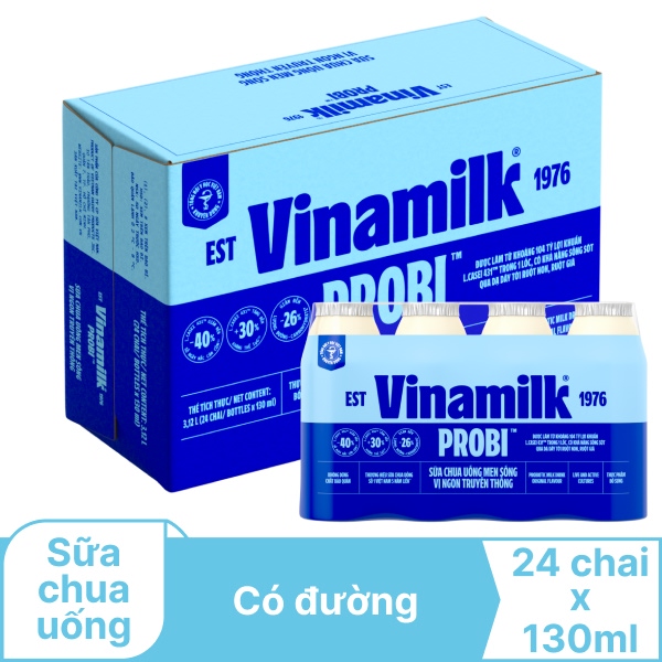 Thùng 24 chai sữa chua có đường Vinamilk Probi 130ml