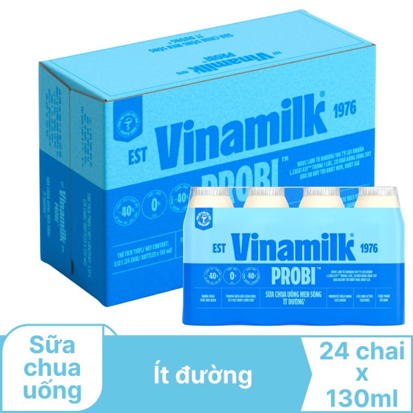 Thùng 24 chai sữa chua ít đường Vinamilk Probi 130ml