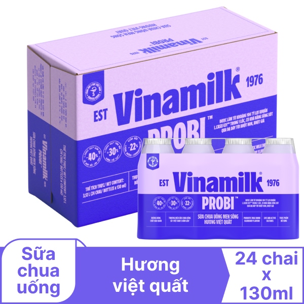 Thùng 24 chai sữa chua Vinamilk Probi việt quất 130ml