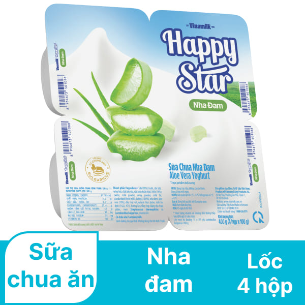 Lốc 4 hộp sữa chua nha đam Vinamilk Happy Star 100g