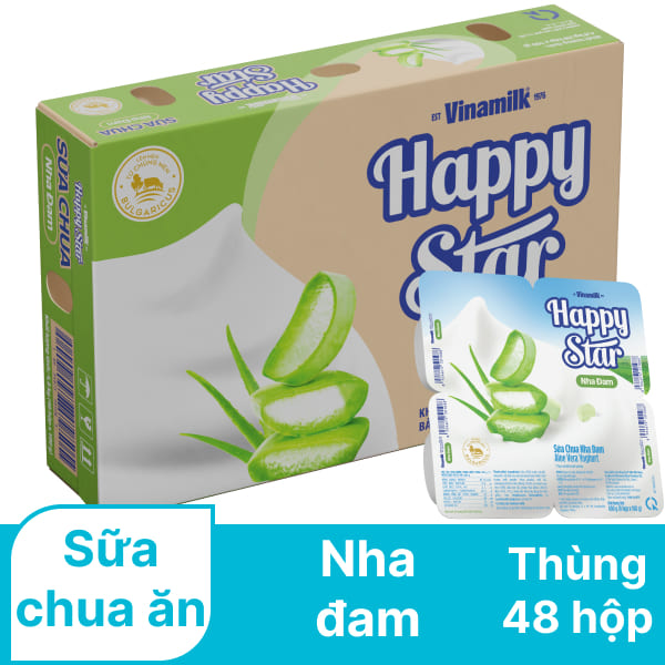 Thùng 48 hộp sữa chua nha đam Vinamilk Happy Star 100g
