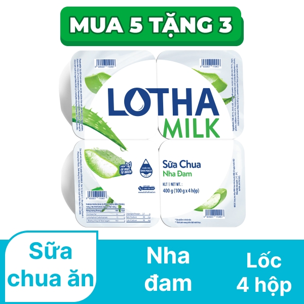 Lốc 4 hộp sữa chua ăn nha đam Lothamilk 100g