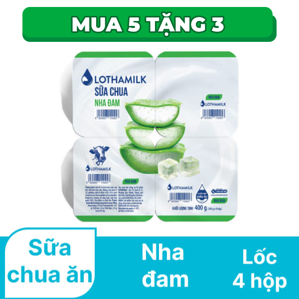Lốc 4 hộp sữa chua ăn nha đam Lothamilk 100g