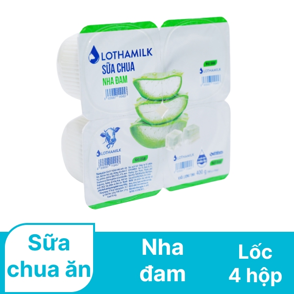 Lốc 4 hộp sữa chua ăn nha đam Lothamilk 100g