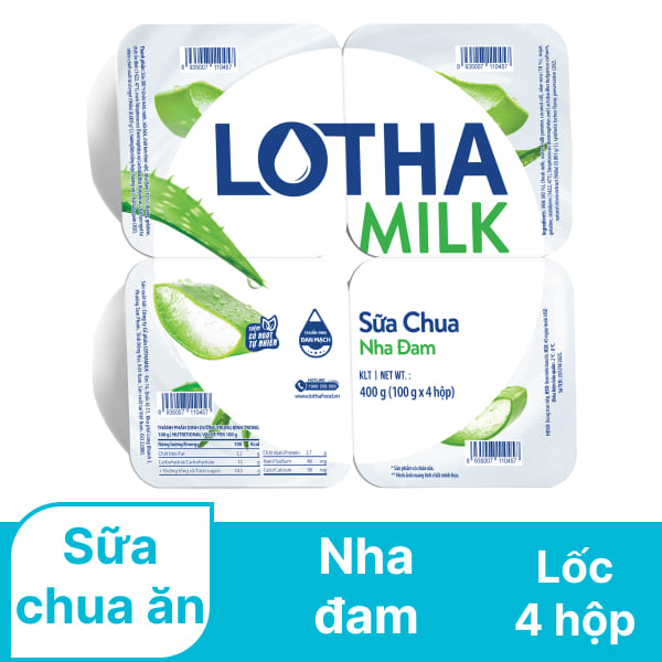 Lốc 4 hộp sữa chua ăn nha đam Lothamilk 100g