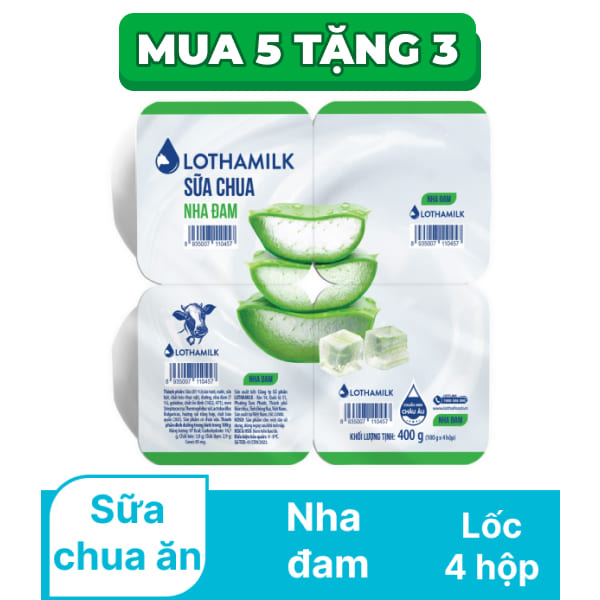 Lốc 4 hộp sữa chua ăn nha đam Lothamilk 100g