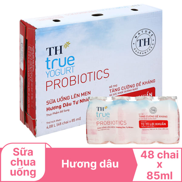Thùng 48 chai sữa chua dâu TH True Yogurt Probi 85ml