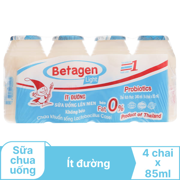 4 chai sữa chua ít đường Betagen 85ml