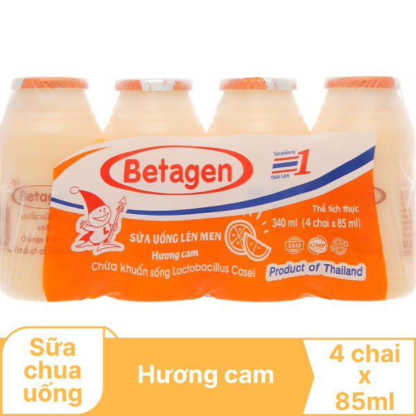 Lốc 4 chai sữa hương cam Betagen 85ml