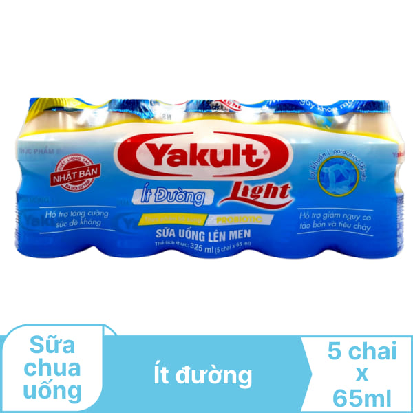Lốc 5 chai sữa lên men ít đường Yakult 65ml