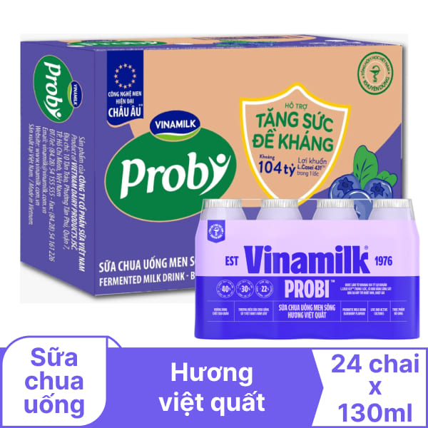 Thùng 24 chai sữa chua Vinamilk Probi việt quất 130ml