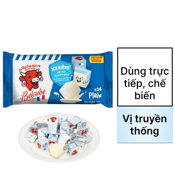 Phô mai vuông vị truyền thống Con Bò Cười Belcube 125g (24 miếng)