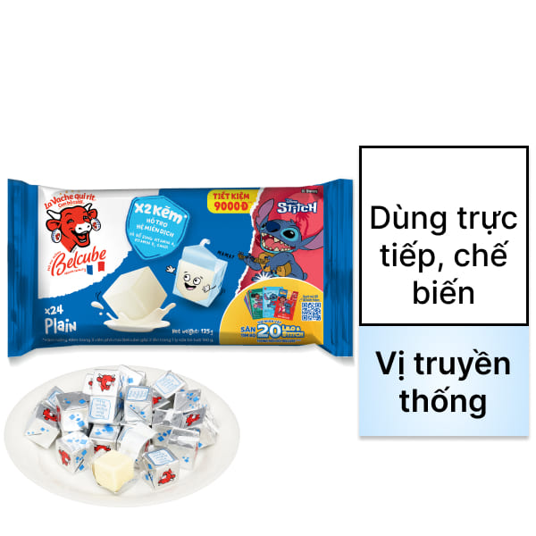 Phô mai vuông vị truyền thống Con Bò Cười Belcube 125g (24 miếng)