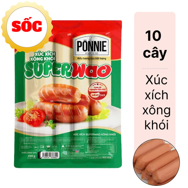 Xúc xích xông khói Superwao Ponnie 450g