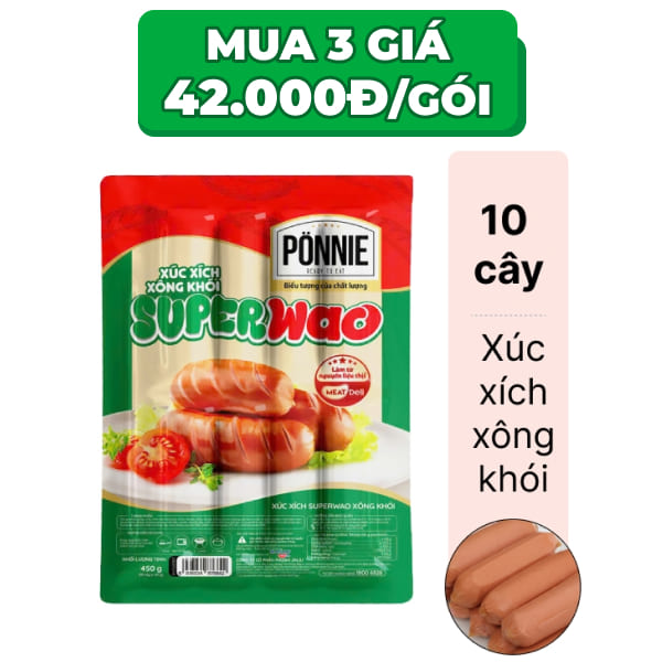 Xúc xích xông khói Superwao Ponnie 450g