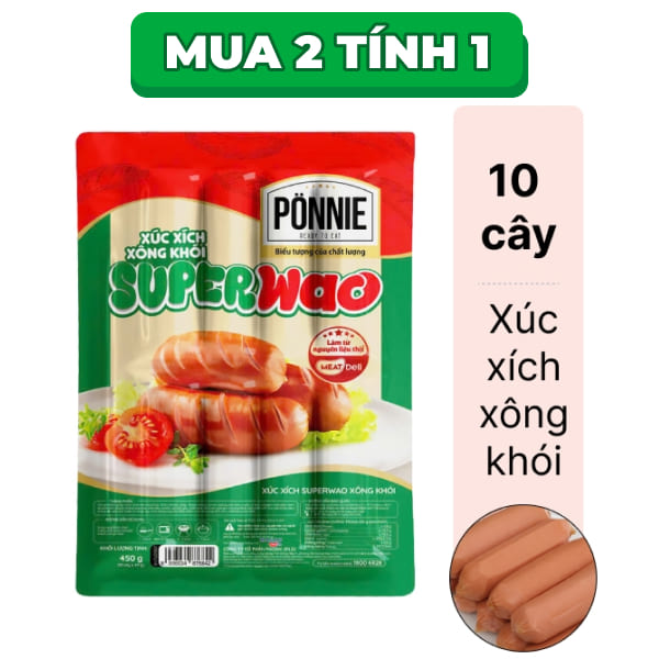 Xúc xích xông khói Superwao Ponnie 450g