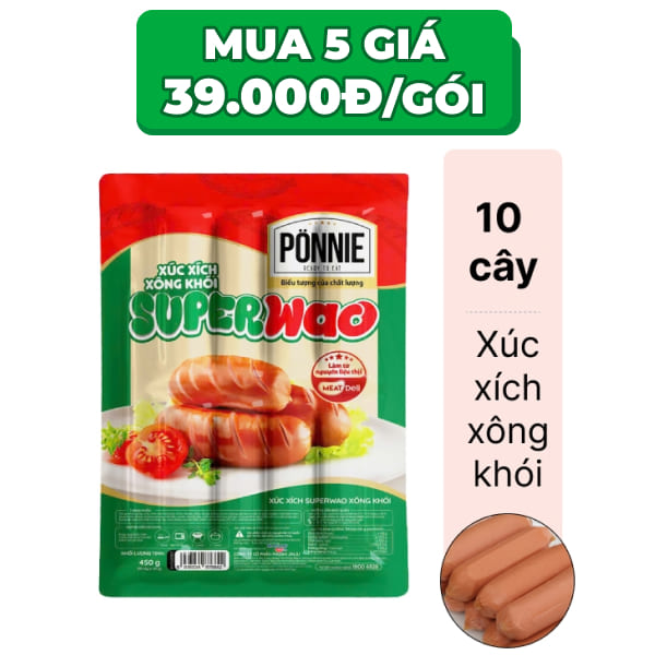 Xúc xích xông khói Superwao Ponnie 450g