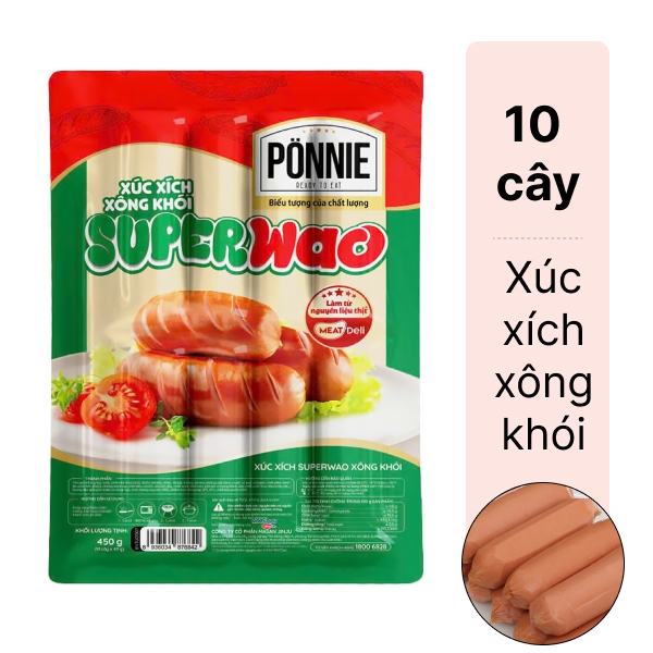 Xúc xích xông khói Superwao Ponnie 450g