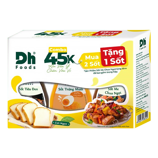 Sốt trứng muối, sốt tiêu đen & sốt me Dh Foods 340g