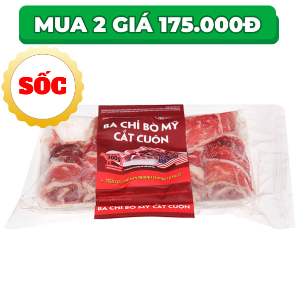 Thịt ba chỉ bò Mỹ cuộn Orifood 300g