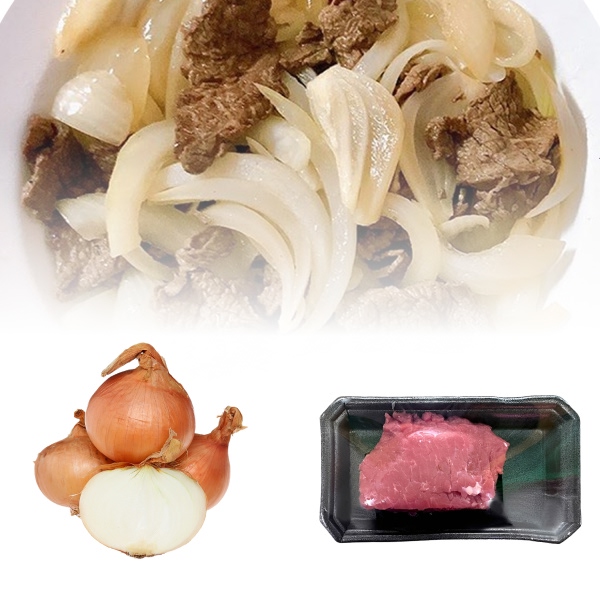 Hành tây 300g + Đùi bò 150g