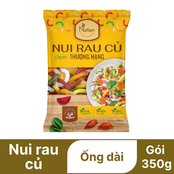 Nui rau củ ống dài Nuffam gói 350g