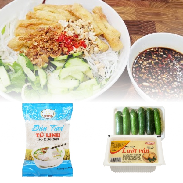 Bún tươi 500g + Dưa leo baby 250g + Đậu hũ chiên Vị Nguyên hộp 300g