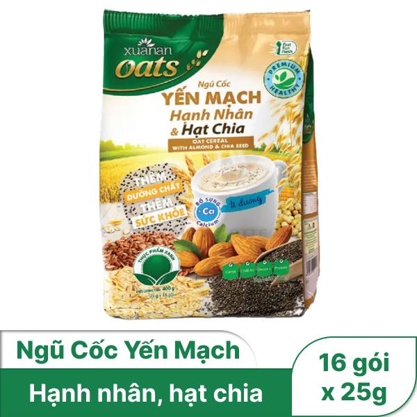 Ngũ cốc yến mạch hạnh nhân & hạt chia Xuân An 400g