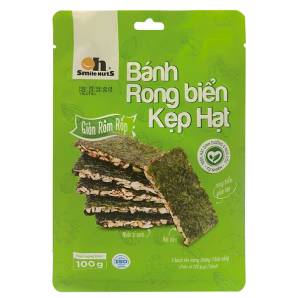 Bánh rong biển kẹp hạt Oh Smile Nuts gói 100g