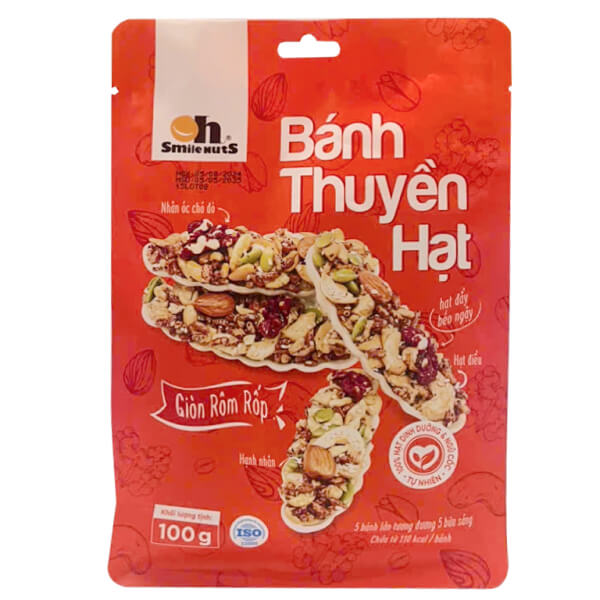 Bánh thuyền hạt dinh dưỡng Oh Smile Nuts gói 100g