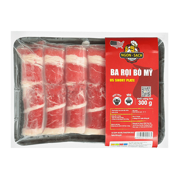 Thịt ba rọi bò Mỹ đông lạnh Thảo Tiến 300g