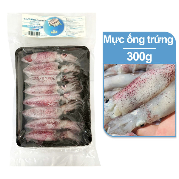 Mực ống trứng nguyên con đông lạnh Ào Ào gói 300g